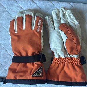 Hestra Vibrant Orange and Cream Gloves